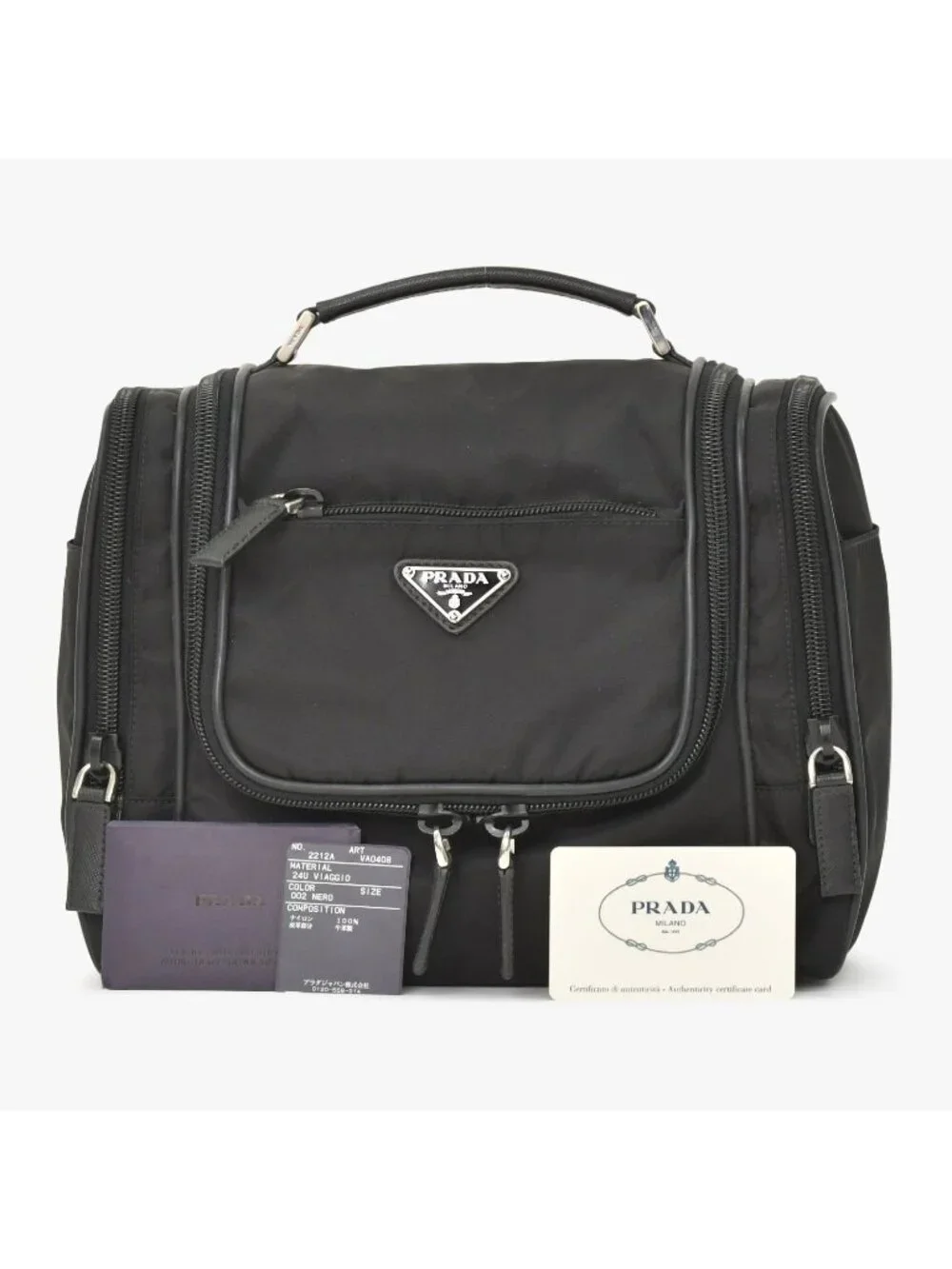 Prada Re-Nylon Travel Bag Carry on Pouch Nylon Saffiano Leather Triangle Logo